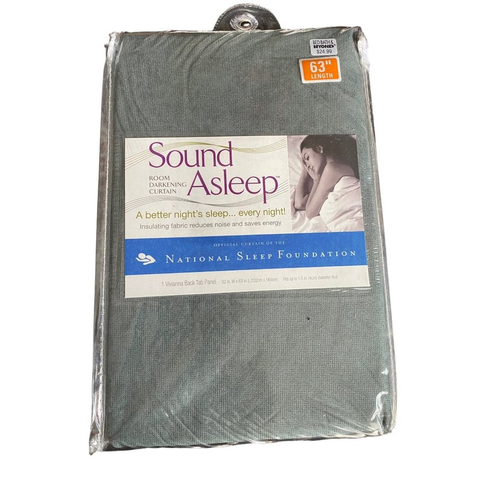 Sound Asleep Room Darkening Curtain Slate 52x63 Vivianna Back Tab Panel New Nat